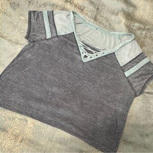 Torrid Light Weight Blue and Gray Criss Cross Shirt Plus Sz 1 16/14